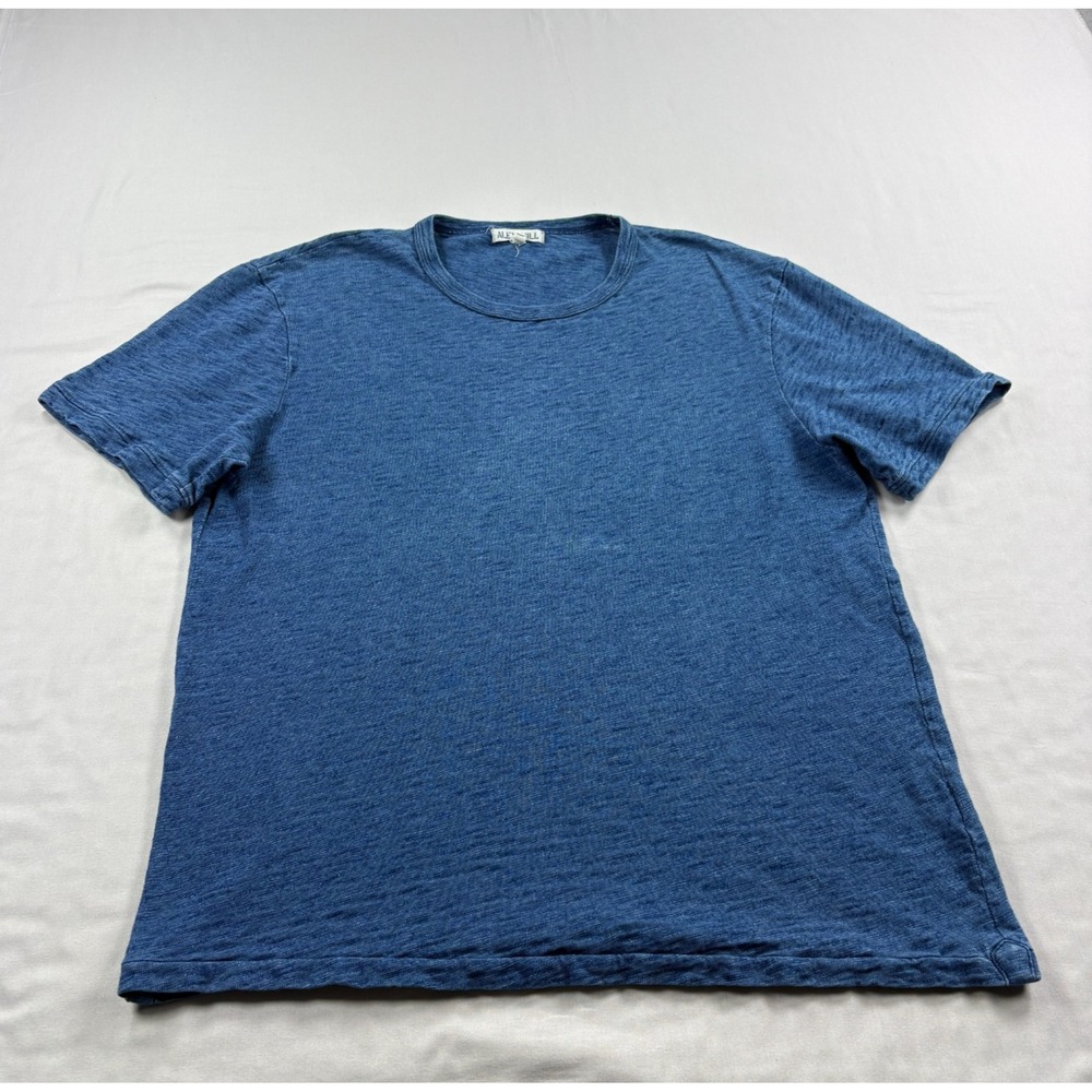 Alex Mill Shirt Mens Medium Blue Slub Knit Crew Neck Short Sleeve Stretch